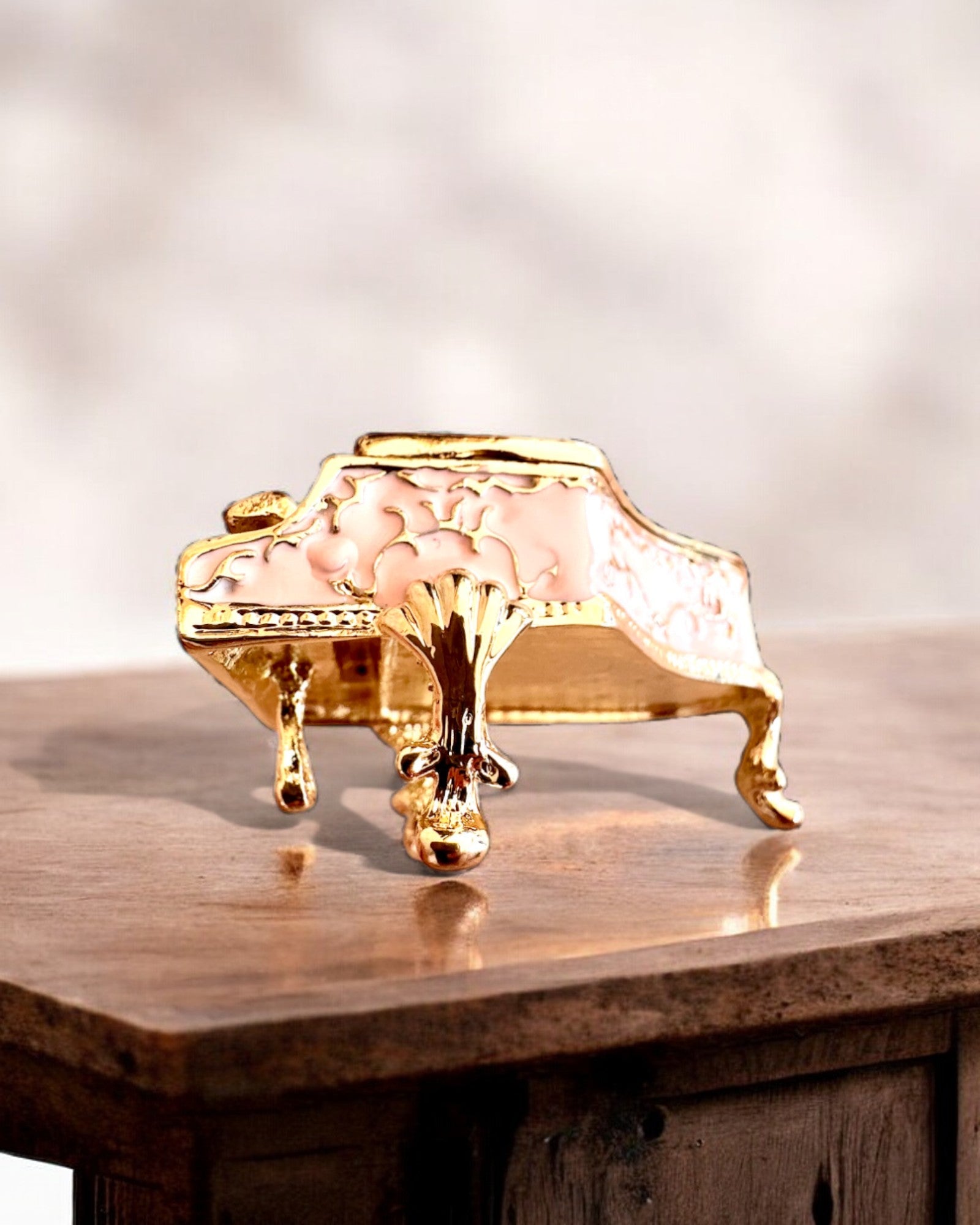 Elegante sieradenkist "Mini Piano - rozen van de klassiekers" - met gravure optie voor een cadeau