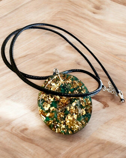 "Malachiet Levensamulet" - ketting met de mogelijkheid tot personalisatie door gravure als cadeau