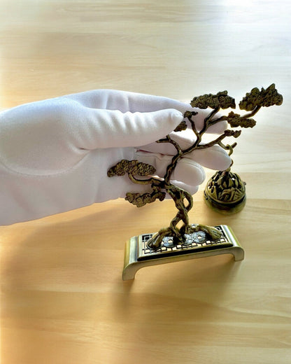 Elegante Metalen Houder Voor Bonsai Wierook - mogelijkheid tot personalisatie met gravure als cadeau