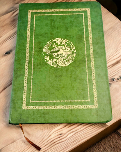 Groene Decoratieve Notitieboek met Draak Motief - Fantasy Inspiraties, met gravure