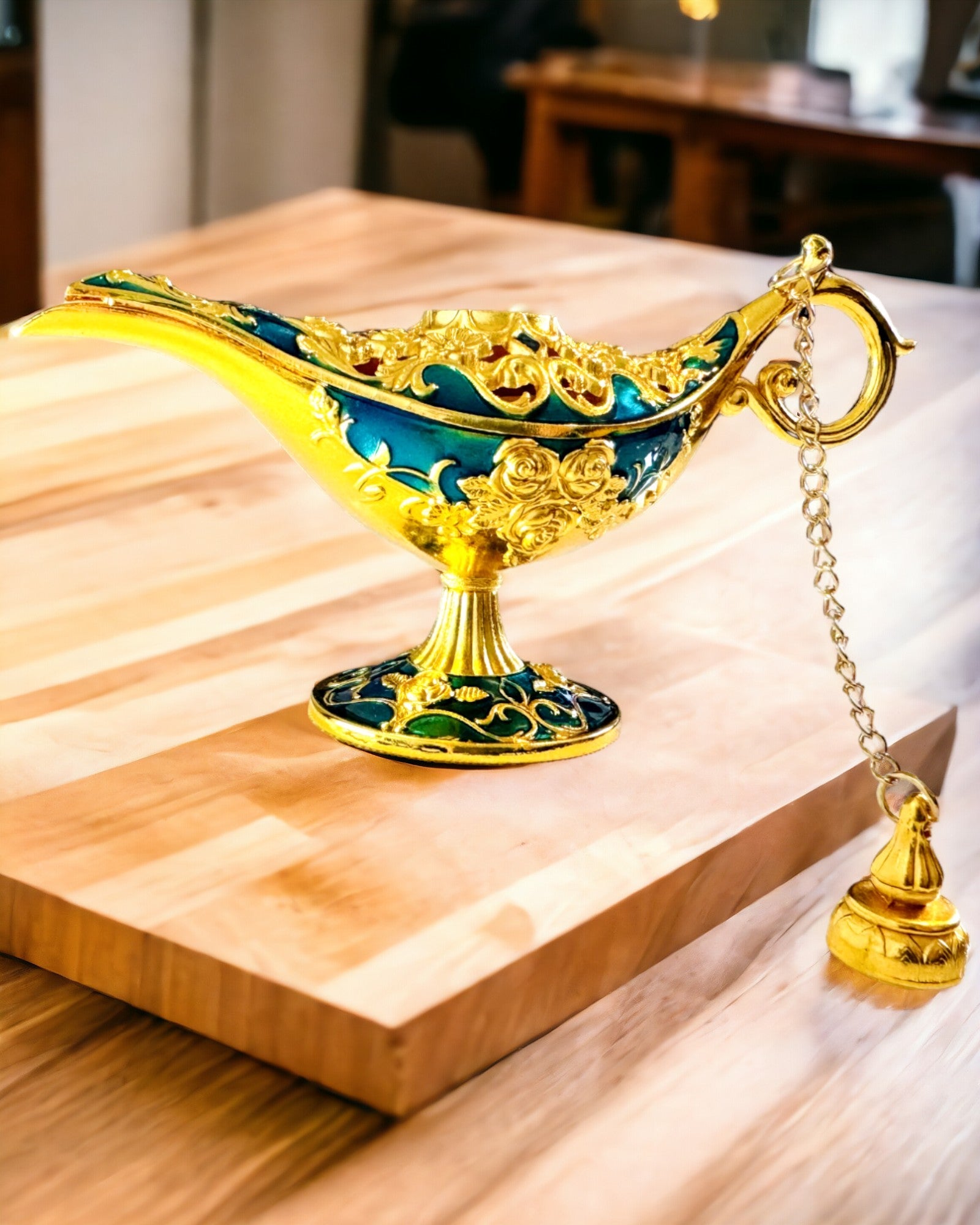 Kleine Handgemaakte Aladdin Lamp - Metalen Artistiek Handwerk voor Huisdecoratie, gegraveerd