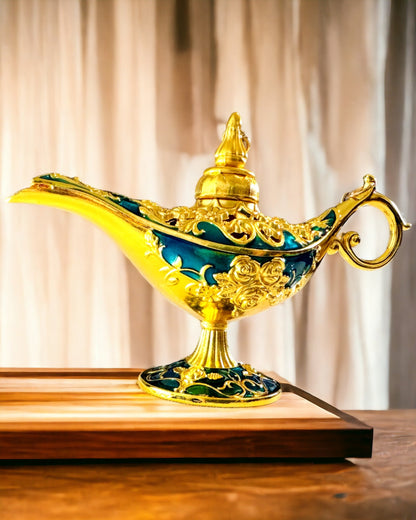 Kleine Handgemaakte Aladdin Lamp - Metalen Artistiek Handwerk voor Huisdecoratie, gegraveerd