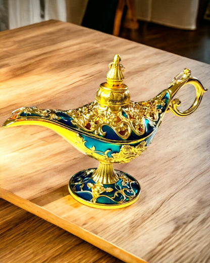 Kleine Handgemaakte Aladdin Lamp - Metalen Artistiek Handwerk voor Huisdecoratie, gegraveerd