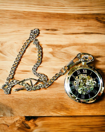 Zilveren Exclusieve Mechanische Retro Stijl Pocketwatch, Waterdicht - Elegant voor Elke Gelegenheid, met gravure