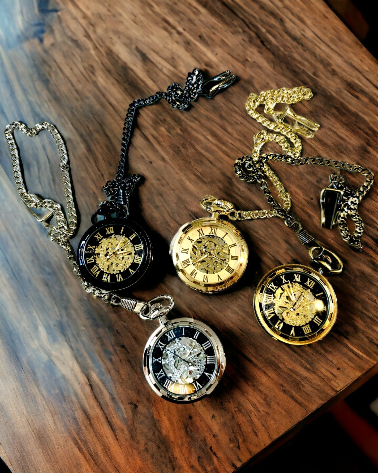 Mechanische Retro Pocket Watch, Waterdicht, Halfautomatisch - kleur Zwart - Perfect als Cadeau, gravure