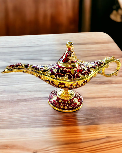 Magische Aladdin Lamp met Graveermogelijkheid - Bordeaux Variant, doorweven met goud