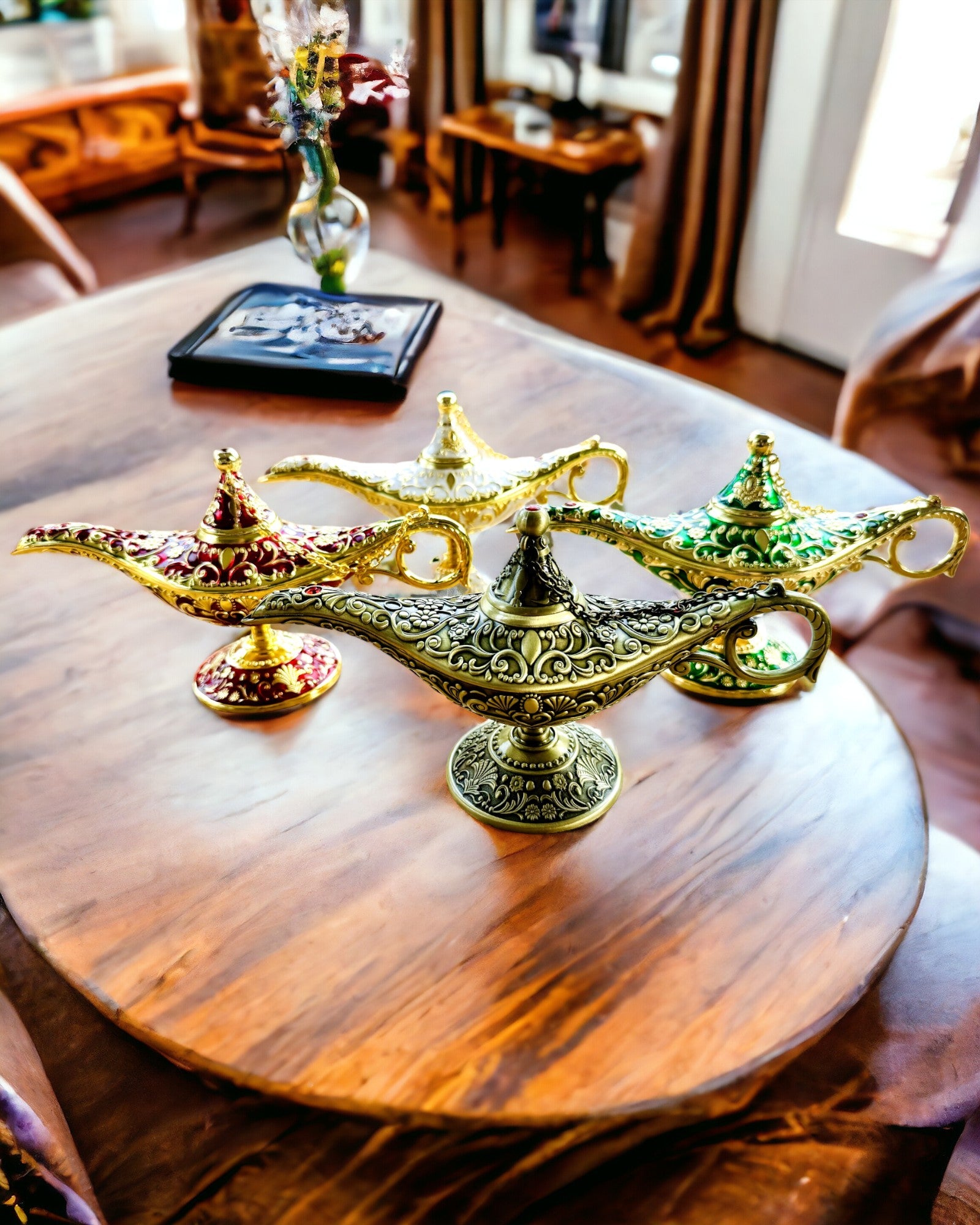 Magische Aladdin Lamp met Graveermogelijkheid - Witte Variant, verweven met goud