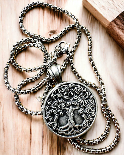 Amulet van de Levensboom met Gravure Mogelijkheid - ketting "Vitaliteit van de Natuur", personalisatie