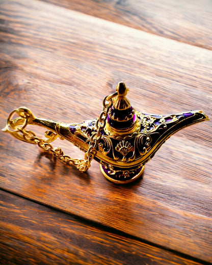 Kleine 4 cm Magische Aladdin Lamp, sleutelhanger, 6 kleurvarianten - Betoverde Herinneringen, personalisatie met gravure