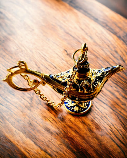 Kleine 4 cm Magische Aladdin Lamp, sleutelhanger, 6 kleurvarianten - Betoverde Herinneringen, personalisatie met gravure