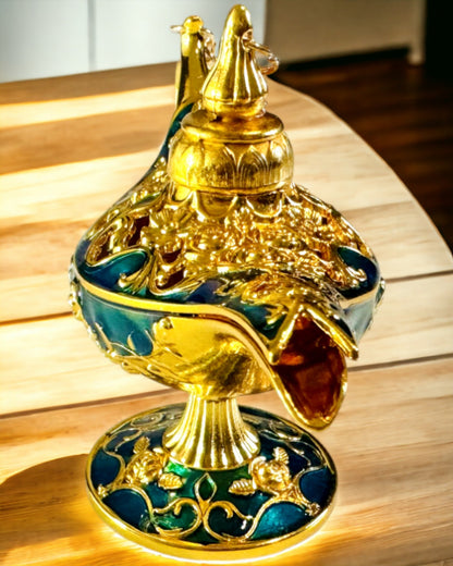 Kleine Handgemaakte Aladdin Lamp - Metalen Artistiek Handwerk voor Huisdecoratie, gegraveerd