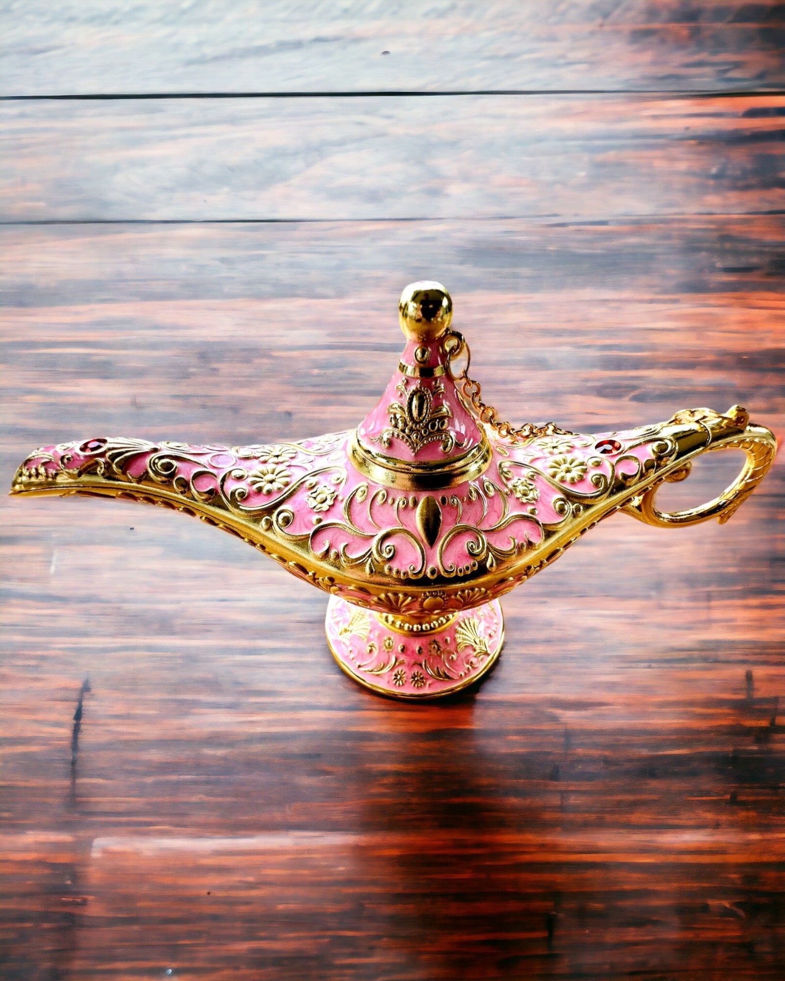 Magische Aladdin Lamp met Graveermogelijkheid - Roze Variant, doorweven met goud