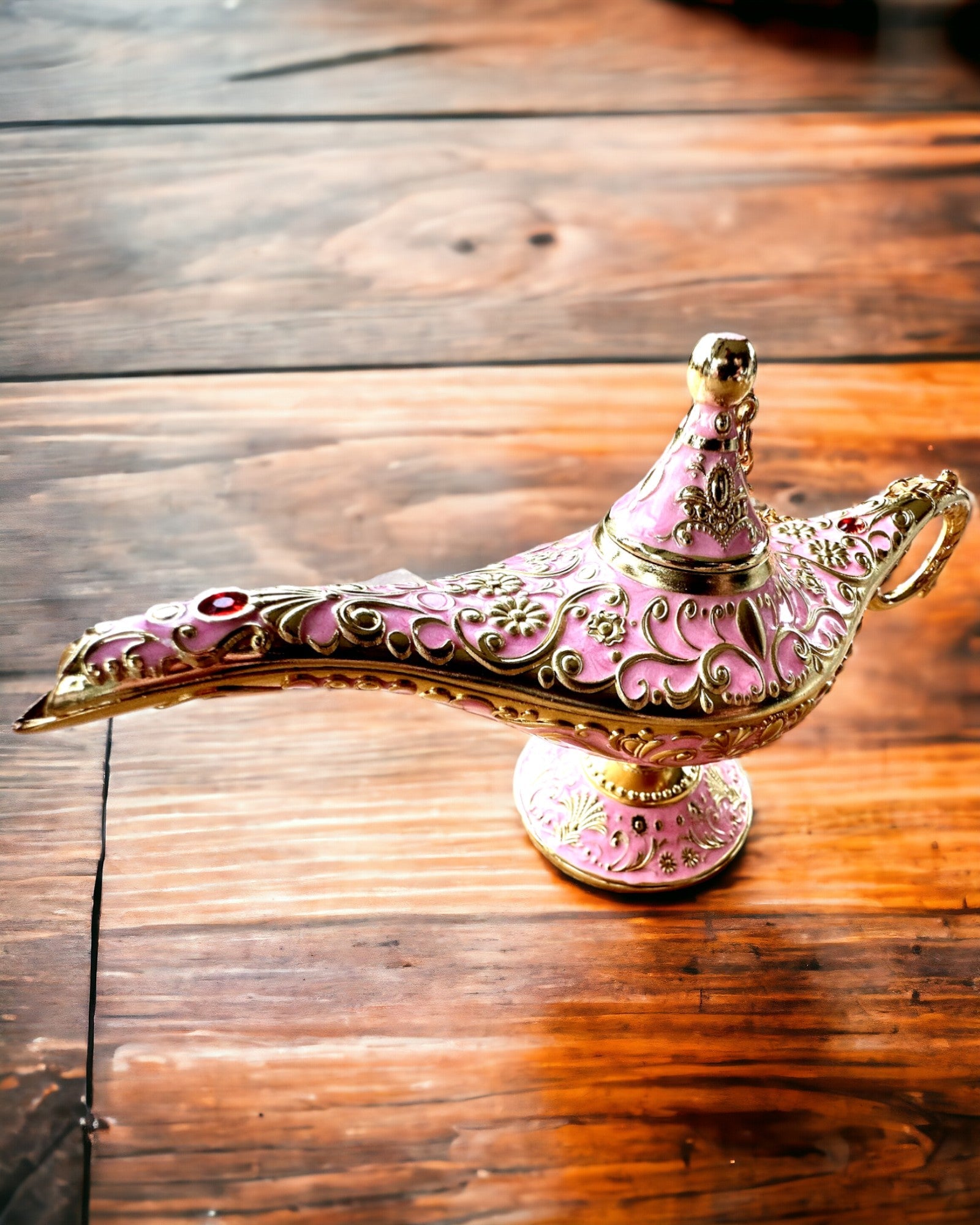 Magische Aladdin Lamp met Graveermogelijkheid - Roze Variant, doorweven met goud