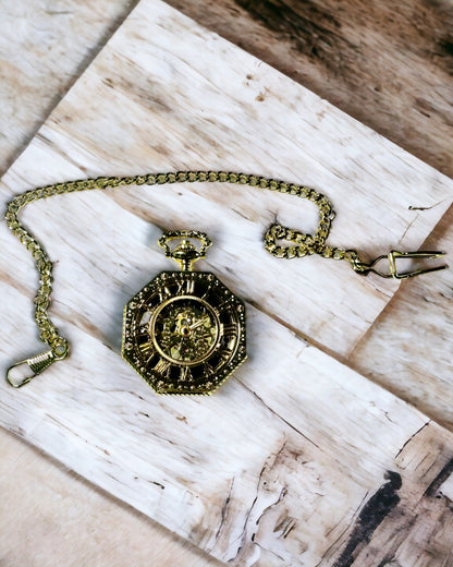 Exclusieve Steampunk Zakhorloge met Zichtbaar Mechanisme op de Wijzerplaat - Klassieke Elegant